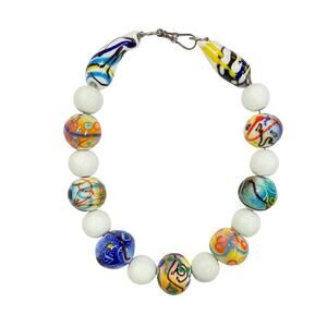 Handmade Glass Bead Unique Wearable Art OOAK Chunky Statement Choker Necklace
